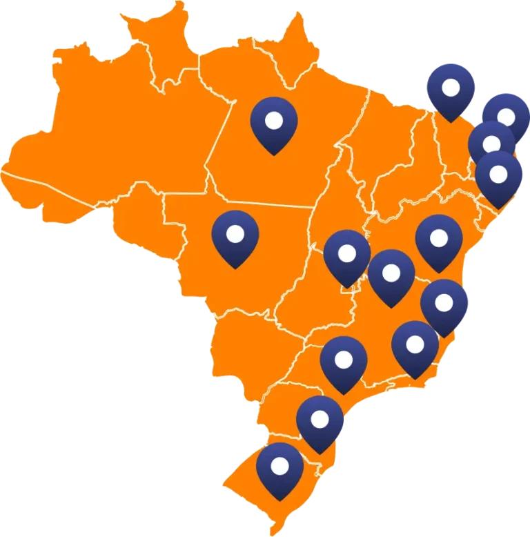 Presença nacional da Multenergy — sede no Rio de Janeiro e atendimento em várias cidades