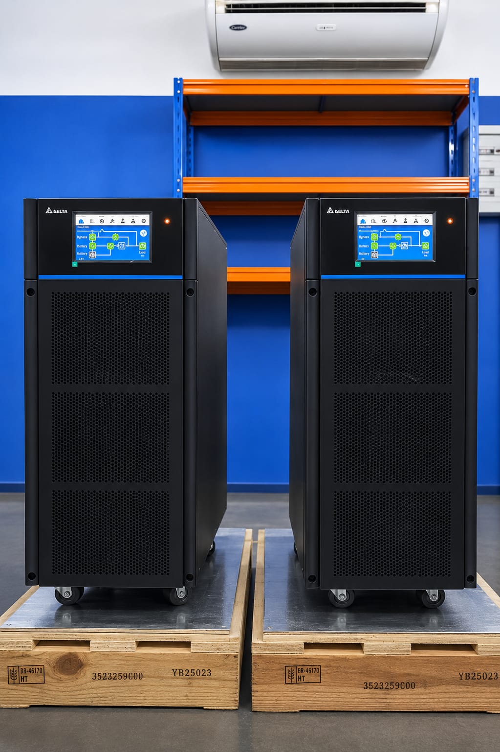 Nobreak Delta HPH Gen2 vista lateral com display — UPS trifásico 20 a 40kVA — Multenergy
